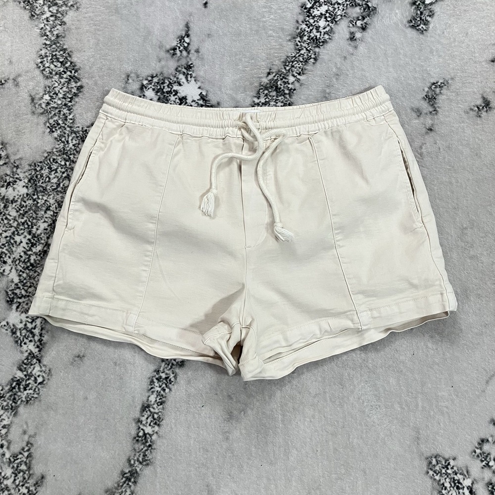 Pistola Drawstring Lounge Shorts White Cotton Blend Stretch Women's US Large
